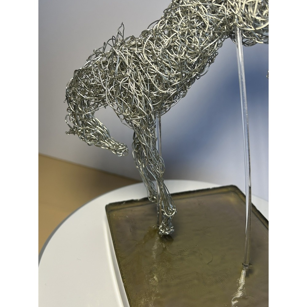 Handmade Silver-Tone Wire Bucking Horse Sculpture Equestrian Metal Art - Picture 9 of 14